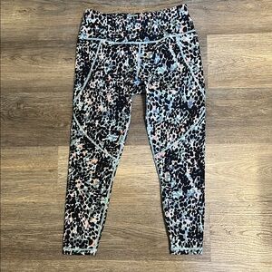 SWEATY BETTY Power 7/8 Length 24" Leggings Splatter Print Size 8-10